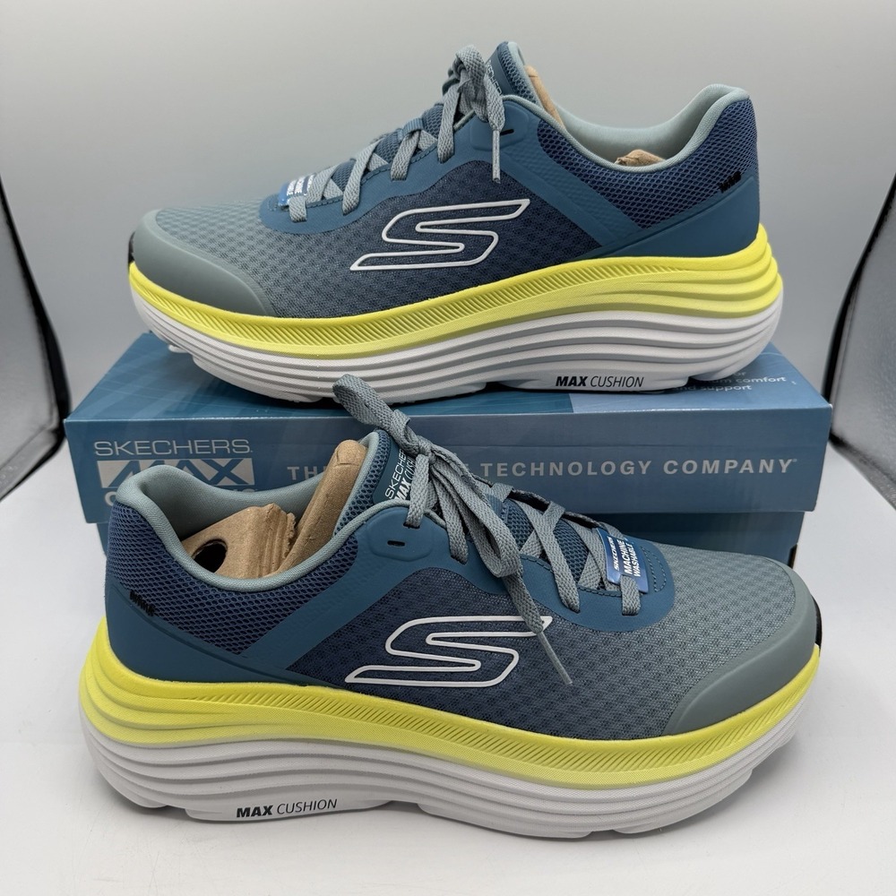 Skechers Max Cushioning Endeavour Running Shoes Mens 9 Navy/Lime Sneakers 220613